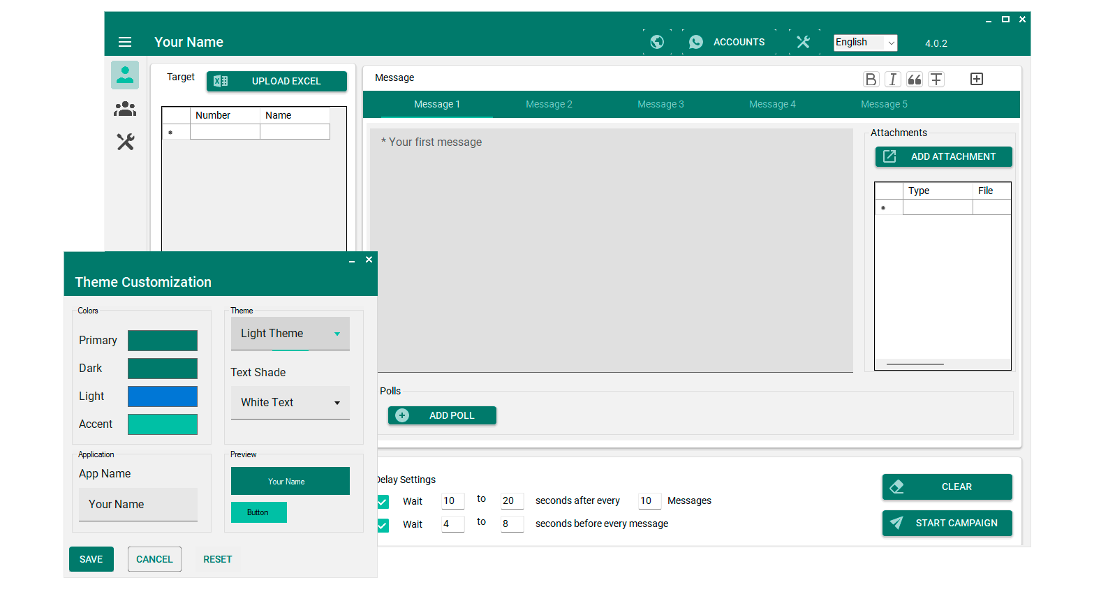 Whitelabeling Dashboard